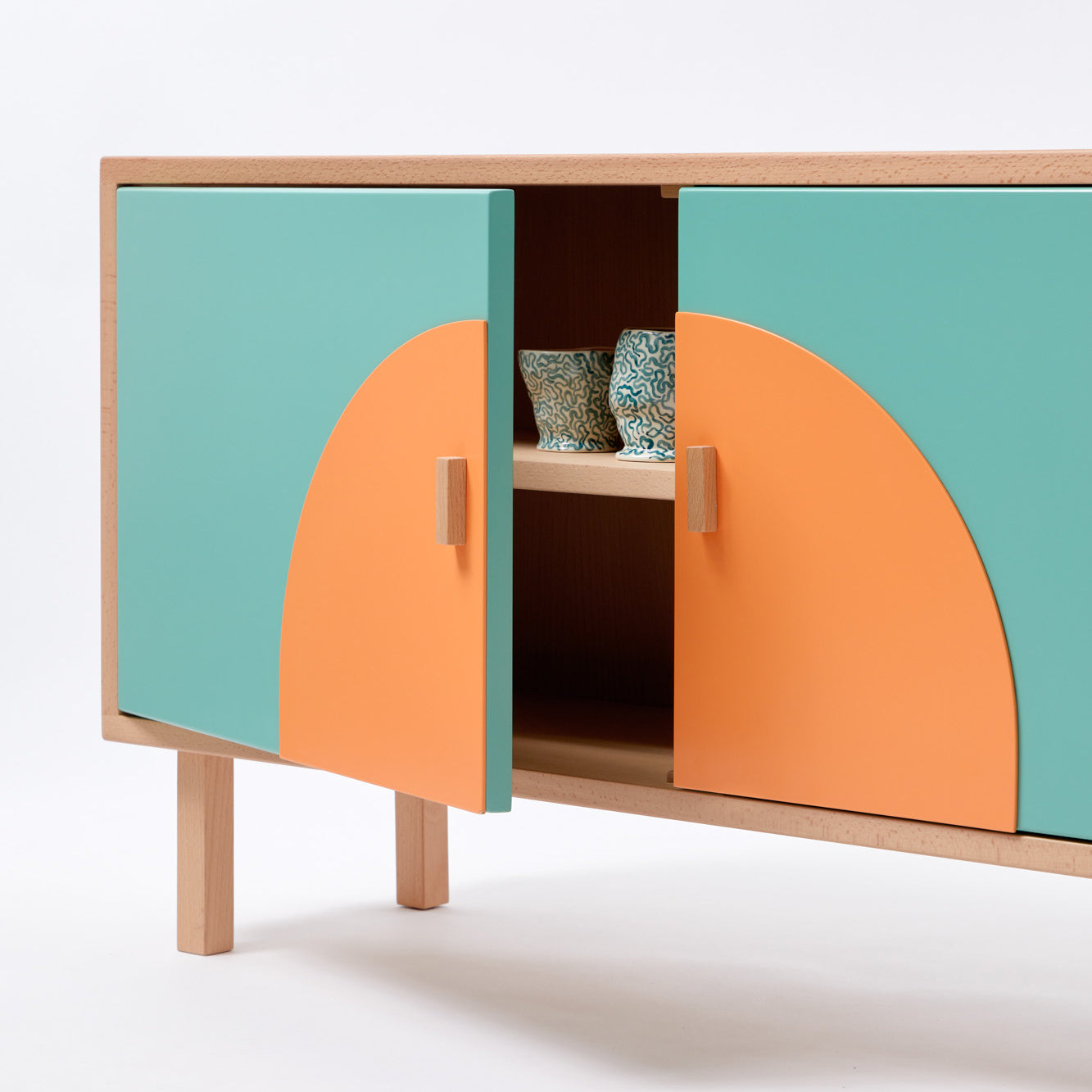 Buffet MIAMI 120 cm - vert pâle/rose pâle