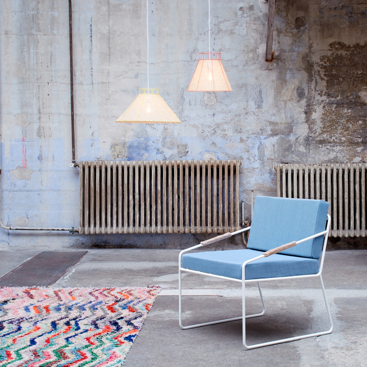 Suspension Straw cannage - jaune