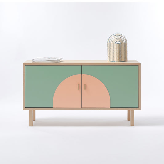 Buffet MIAMI 120 cm - vert pâle/rose pâle
