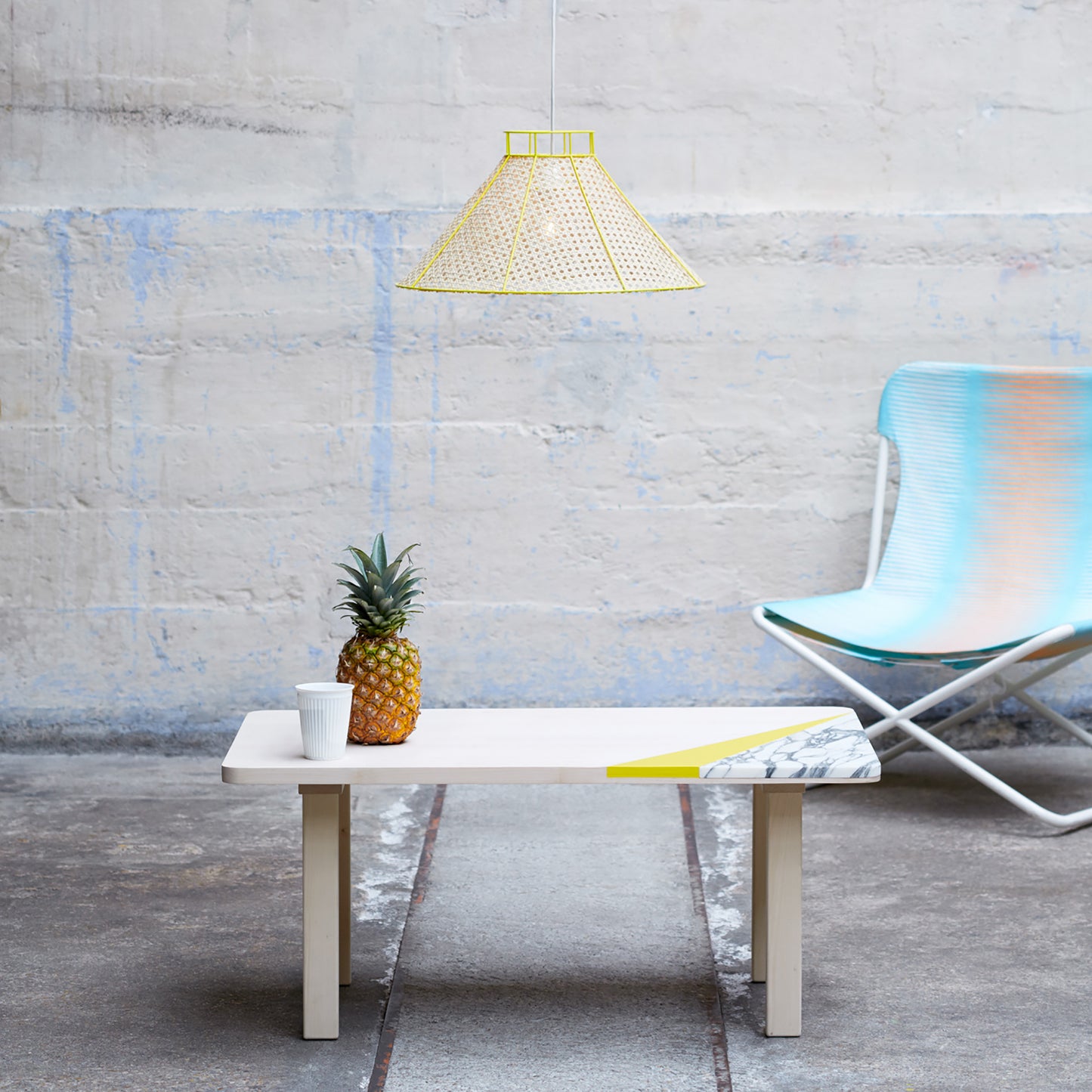 Suspension Straw cannage - jaune